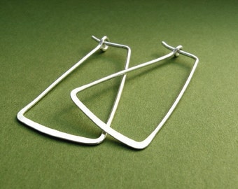 Sterling Silver Triangle Hoops geometric trapezoid rectangle