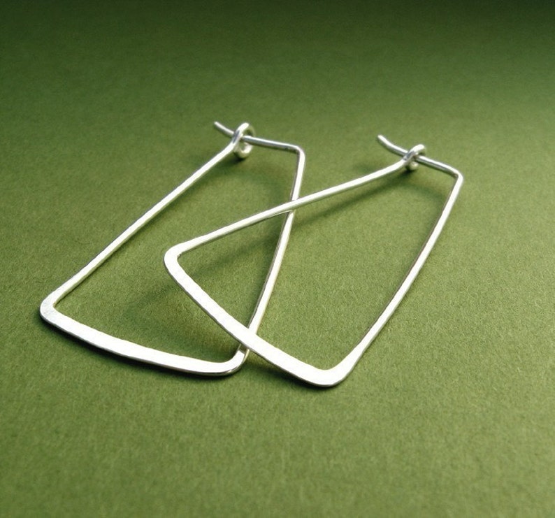 Sterling Silver Triangle Hoops geometric trapezoid rectangle image 1