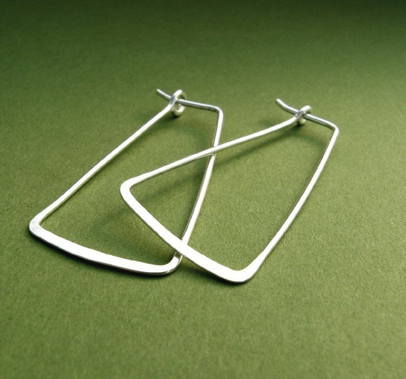 Sterling Silver Triangle Hoops Geometric Trapezoid Rectangle Etsy