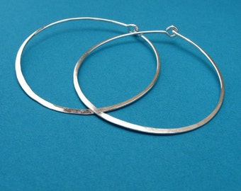 1.75 inch sterling hoops hammered - pretty big, XL 16ga