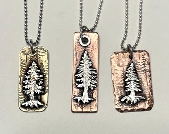 handmade Sterling silver tree on copper or brass. your choice