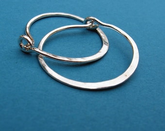 sterling silver hammered hoops 1 inch 1"