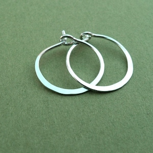 tiny sterling silver hammered hoops 18ga or 20ga, 5/8 inch