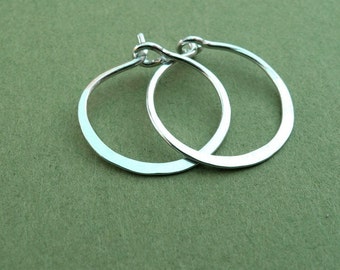 tiny sterling silver hammered hoops 18ga or 20ga, 5/8 inch