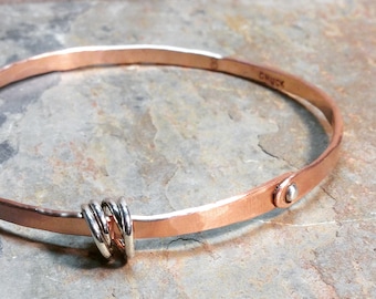 Copper bangle with silver rivet and silver tangle bead by VisionQuest