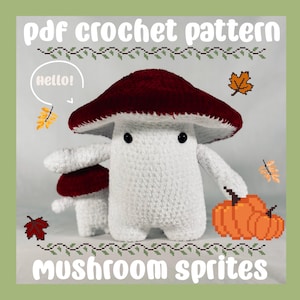Mushroom Sprite Amigurumi PDF Pattern - 2 in 1 Mushroom Crochet Pattern