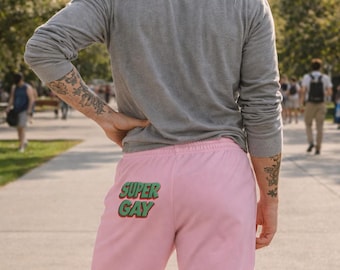 Pantalones deportivos SUPER GAY - Pantalones de chándal con estampado del Orgullo