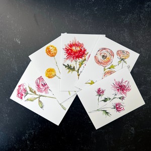 Wildflower Watercolor Note Card Set • wild flowers note cards • floral botanical • blank note cards  • folded stationery stationary set