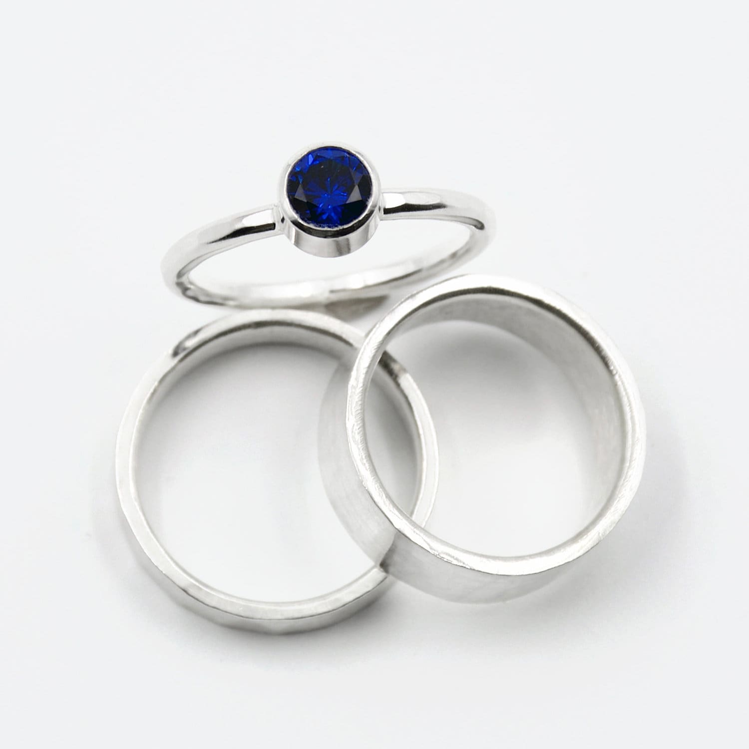 Sapphire Wedding Ring Set His Her Wedding Rings Blue - Etsy
