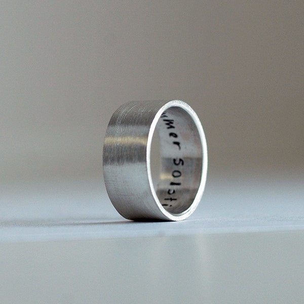 Silver Wide Modern Wedding Band Ring • Smooth Finish • Minimalist Style • Brushed Matte Finish • Trendy Wide Band 10mm wide • Unisex Ring
