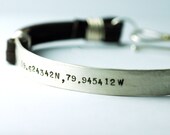 Mens Silver Leather Cuff Bracelet - Personalized Jewelry for HIM - Groom Gift - Dad Gift - long distance relationship gift • Father's Day
