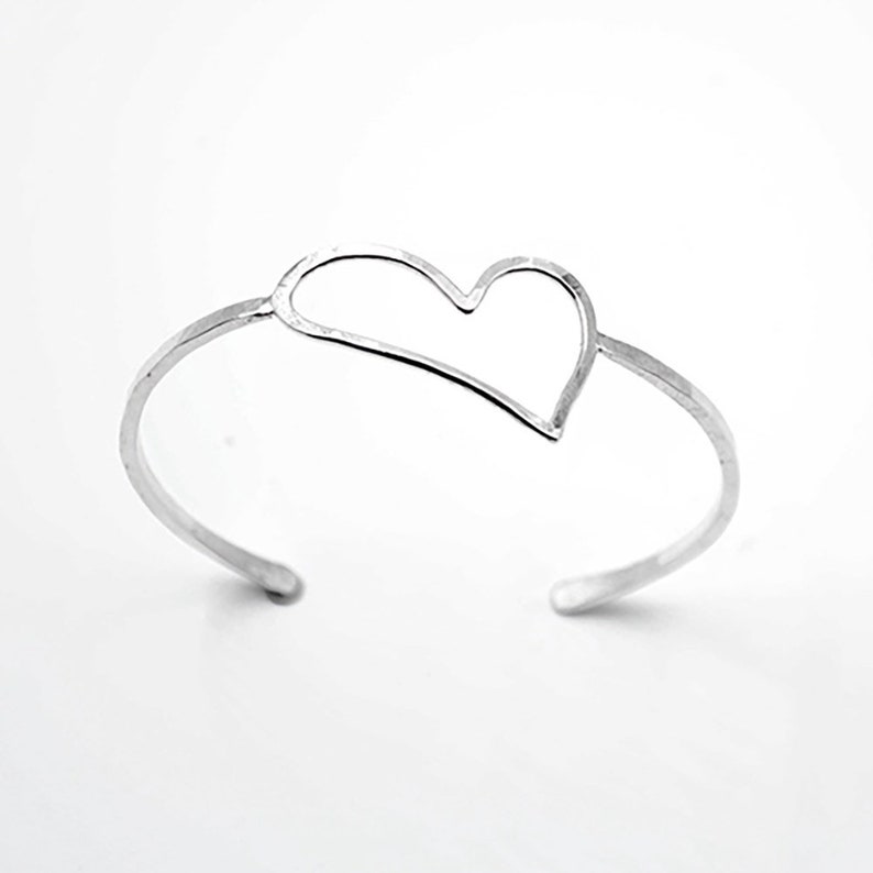 Sterling Silver Heart Cuff Bracelet Valentine's Day gift Etsy