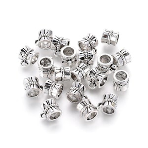 10、20、または40個のチューブベイル、ループベイルビーズ、コラム、10x7.5 x 7 mm、穴2 mm、内径：5 mm、