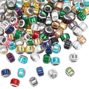 10, 20, or 50 Glass Mixed Column European Beads, Large Hole Beads,  Hole: 5mm Ships from Florida