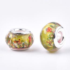 5 or 15 Resin Christmas Themed European Large Hole Beads 3x8mm, Hole: 5mm - Xmas Design Beads
