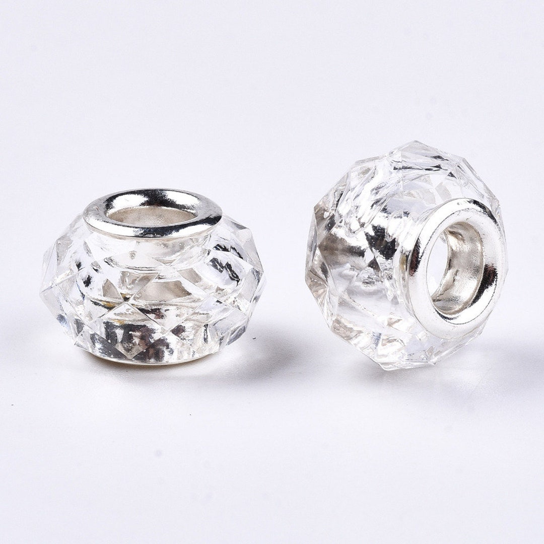 100pcs Resin European Beads Large Hole Two-Tone Rondelle 14mm For