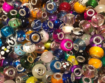200 Wholesale Glass European wide hole beads - FREE Shipping Ships from Florida