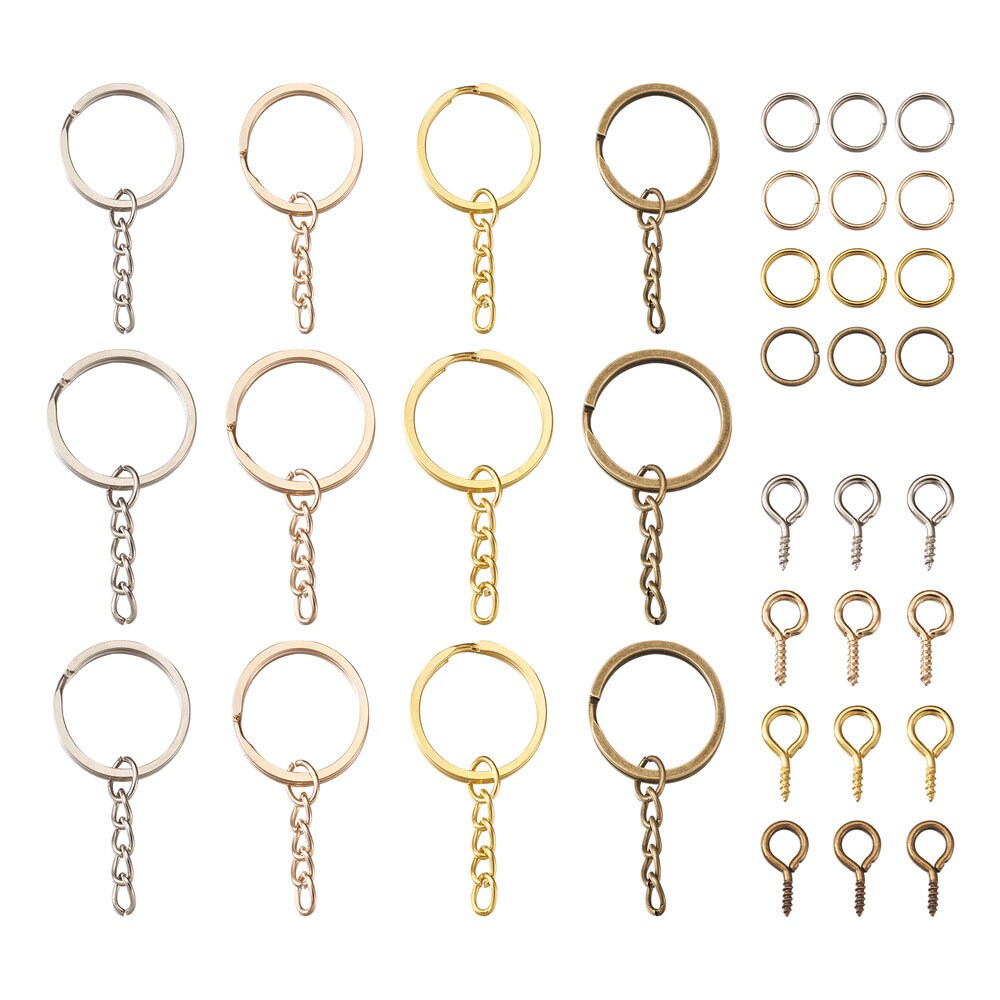 Suuchh 10pcs/lot 25 28 30mm Screw Eye Pin Key Chain Key Ring with Eye Screws Round Split Keyrings for DIY Jewelry Making Accessories (Rose Gold, 30 mm