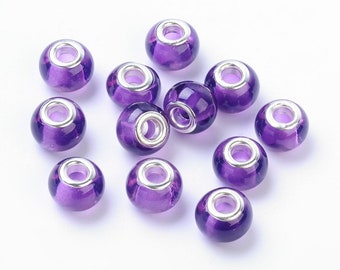 Abstract Black with Purple Flow European Glass Beads Abstract Black with Purple Flow European Glass Beads