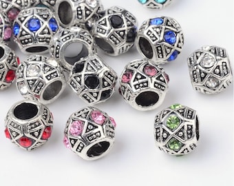 10 or 20 Rhinestone  European Spacer Beads Ships from Florida