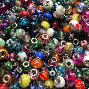 BULK 50 / 75 / 100  Wide Hole / European Glass Beads Ships from Florida