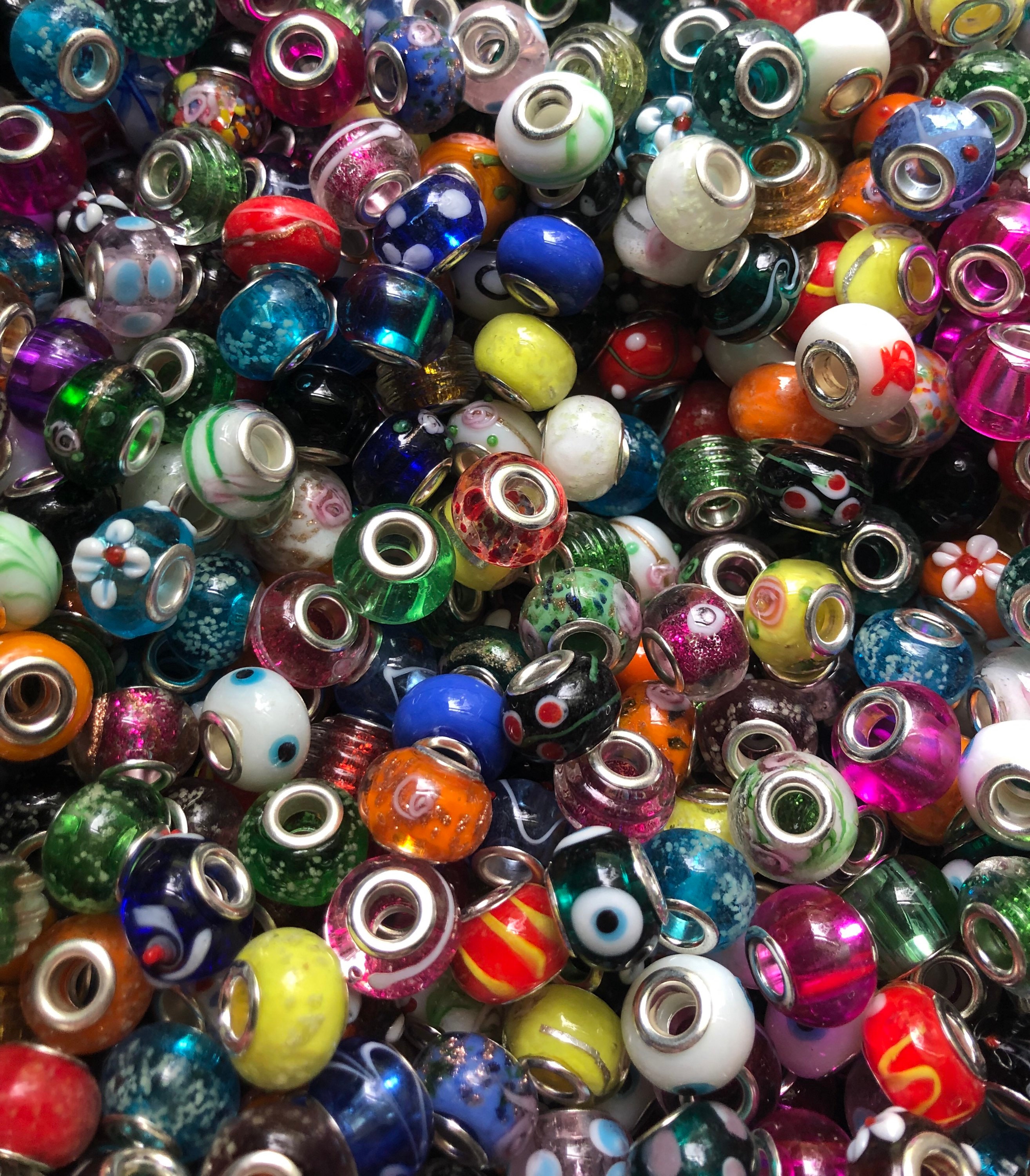 BULK 50 / 75 / 100  Wide Hole / European Glass Beads Ships from Florida