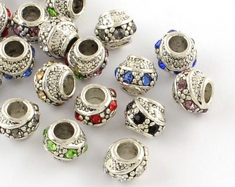 5, 20 or 50 Rhinestone  European Spacer Beads Ships from Florida