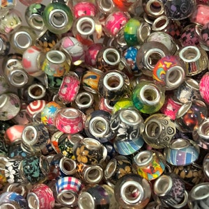 10, 20, 40, or 100 Mixed Acrylic European Patterned Beads Ships from Florida