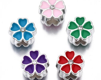 50pcs Mermaid Scale Rhinestone Beads - Large Hole European Beads For Jewelry Making