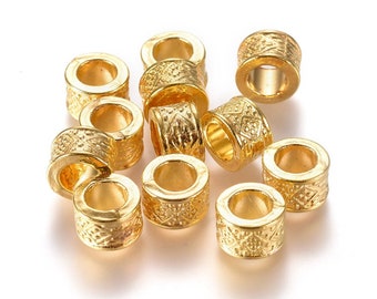 15, 30, or 50 Golden Alloy European Beads, Large Hole Jewelry Beads (8mm)