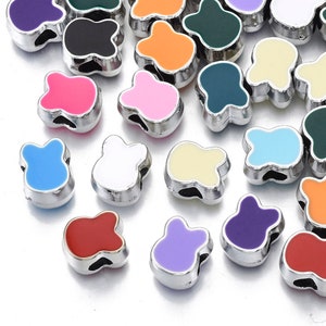 15 Mixed Color Rabbit Beads - UV Plating Acrylic European Beads 12x12x9mm, Hole: 4.5mm Florida Shipping