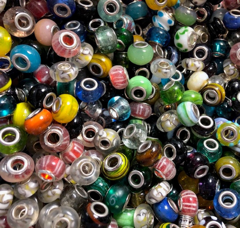 BULK 30 / 50 Wide Hole / European Glass Beads Etsy