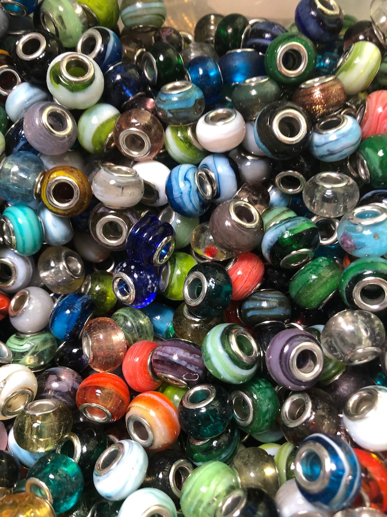 BULK 75 / 100 Wide Hole / European Glass Beads Etsy