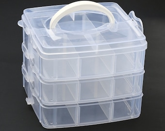15 Compartment Storage Box, Clear Plastic Storage Box, Organizer