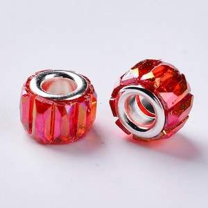 15 Transparent Mixed AB Column Resin European Beads, Large Hole    11.5x8mm, Hole: 5mm