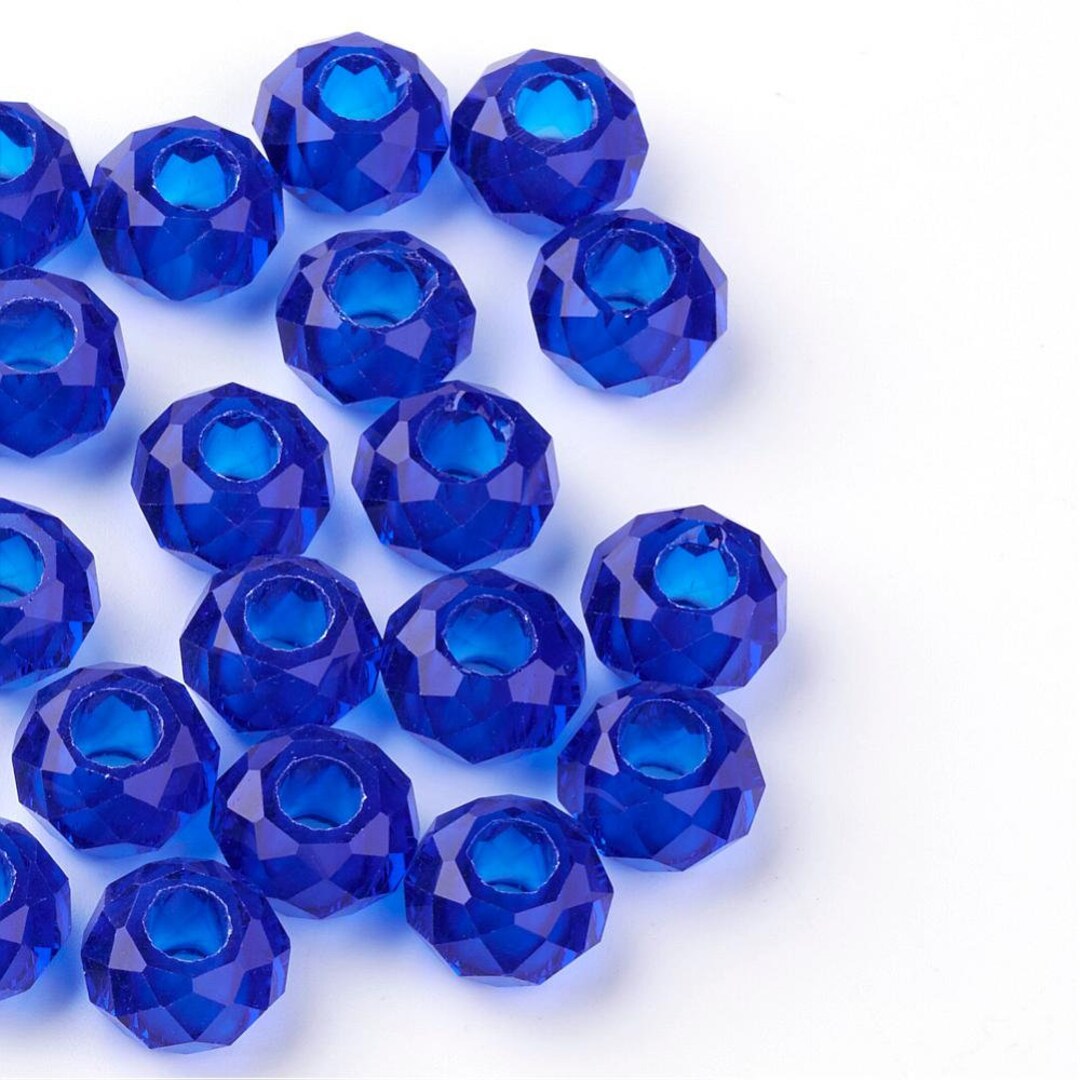 thumbnail interactive-video image 1 of 100 Colorful European Glass Beads - Faceted Rondelle, 14mm Large Hole, Loose Charms 1 of 6