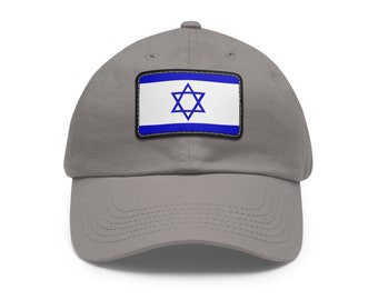 Sombrero de papá con bandera de Israel y parche de piel sintética