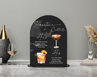 Signature Drink Sign-Signature Cocktail Sign-Wedding Drink Sign-Wedding Cocktail Menu-His and Her Drinks-Bride and Groom Drink Sign