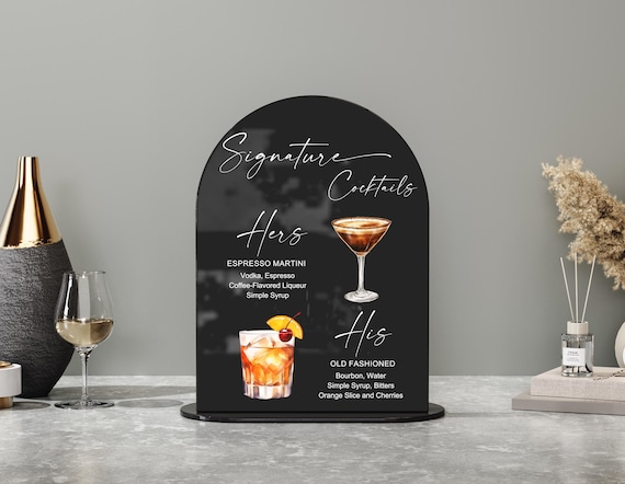 Signature Drink Sign-Signature Cocktail Sign-Wedding Drink Sign-Wedding Cocktail Menu-His and Her Drinks-Bride and Groom Drink Sign