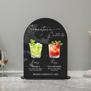 Enseigne pour boisson signature - Enseigne pour cocktail Signature - Enseigne pour boisson pour mariage - Menu cocktail pour mariage - Boissons pour lui et pour elle - Enseigne à boire pour les mariés