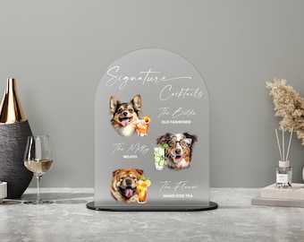 Dog Signature Cocktails Sign | Pet Signature Drink Bar Menu | Acrylic Wedding Bar Menu | Pet Wedding Bar Sign | Dog Signature Drinks Sign