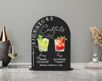 Signature Drink Sign-Signature Cocktail Sign-Wedding Drink Sign-Wedding Cocktail Menu-His and Her Drinks-Bride and Groom Drink Sign