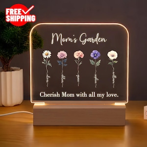 Custom Birth Month Flower Night Light/Acrylic Floral Night Light/Birthday Gift/Christmas Gift/Baby Shower Gift/Bridesmaid Gift/Gift For Her