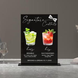 Enseigne pour boisson signature - Enseigne pour cocktail Signature - Enseigne pour boisson pour mariage - Menu cocktail pour mariage - Boissons pour lui et pour elle - Enseigne à boire pour les mariés