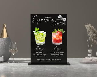 Signature Drink Sign-Signature Cocktail Sign-Wedding Drink Sign-Wedding Cocktail Menu-His and Her Drinks-Bride and Groom Drink Sign