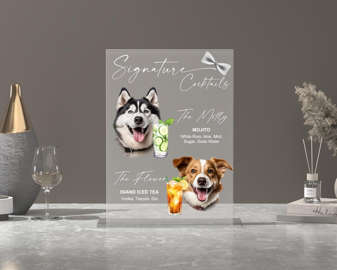 Custom Dog Signature Drinks Sign-wedding Bar Sign Dog-pet