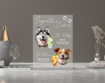 Custom Dog Signature Drinks Sign-Wedding Bar Sign Dog-Pet Signature Drink Menu-Acrylic Pet Bar Menu Sign-Signature Cocktail Sign Dog