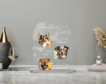 Dog Signature Cocktails Sign-Acrylic Wedding Bar Menu-Pet Signature Drink Bar Menu-Pet Wedding Bar Sign-Dog Signature Drinks Sign