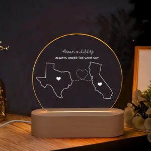 Luz nocturna personalizada con dos mapas/Siempre bajo el mismo cielo/Lámpara para relaciones a distancia/Regalo de despedida/Regalo para parejas/Regalo para extrañar/Regalo para amigos