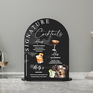Wedding Bar Menu Sign With Dog-Pet Signature Drink Sign-Open Bar Sign-Dog Wedding Bar Sign-Cat Signature Cocktail Sign-Acrylic Wedding Sign